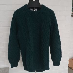 Glendalough Woollen Mills Pure New Wool Sweater Made In Ireland L/Xl Handknit